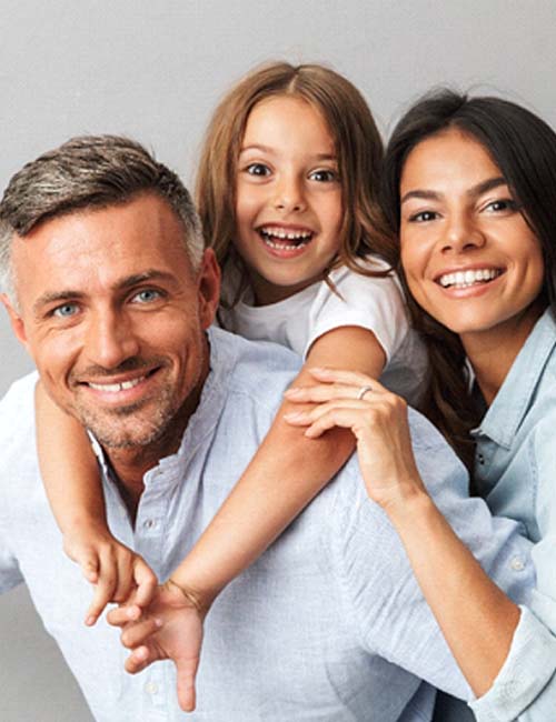 Happy family in Temple