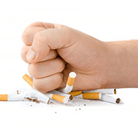 a person in Temple smashing cigarettes with their fist