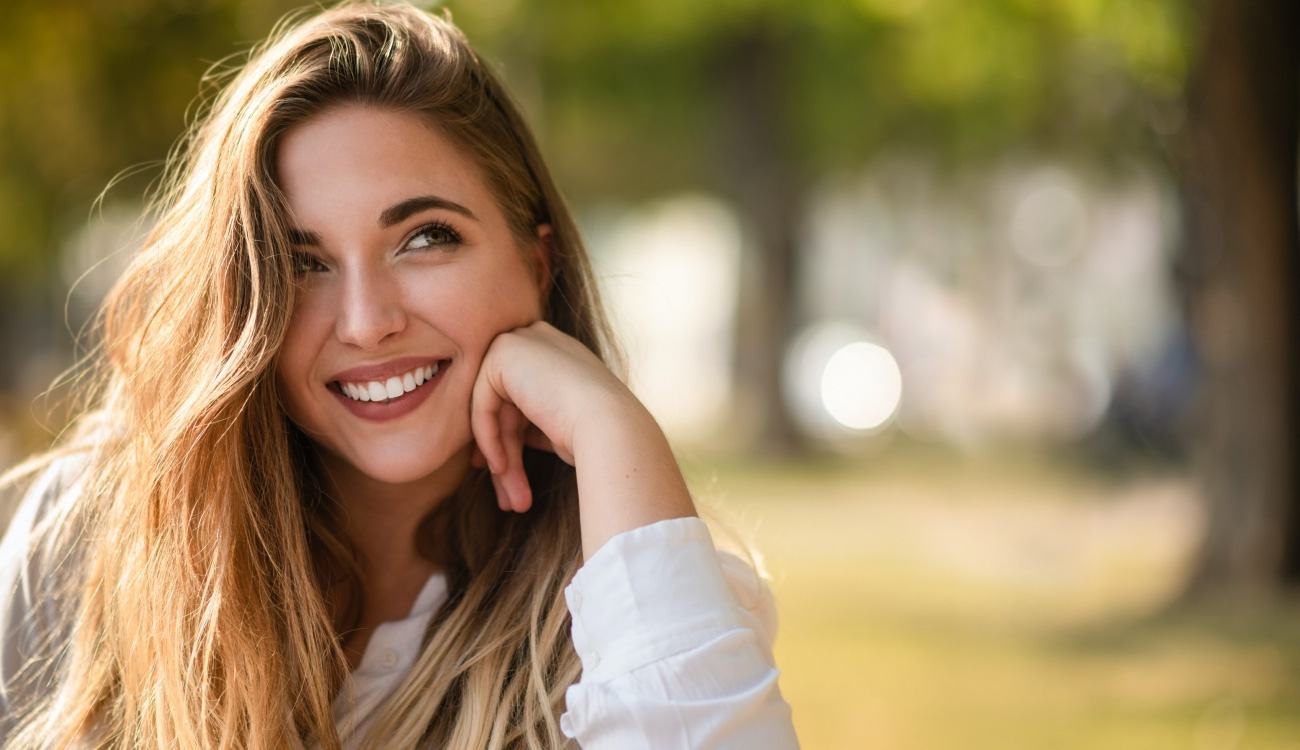 Woman with gorgeous smile after visiting her dentist in Temple Texas