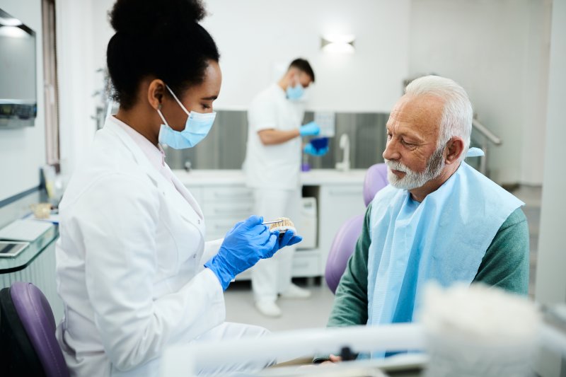 patient with slipping dentures in Temple